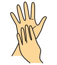 Hand gesture, hand sign, number 9, both hands, jpeg illustration